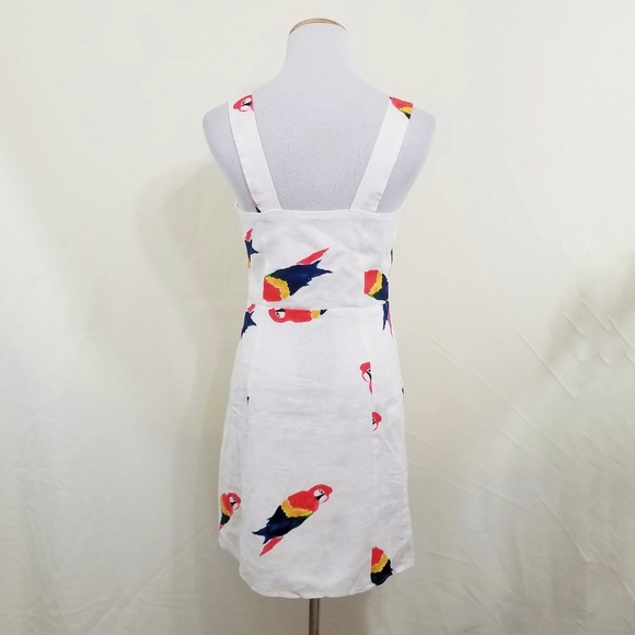 SOLD Farm Rio Macaw dress white mini linen parrot - Picture 4 of 8